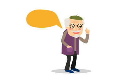 Older man with speech bubble