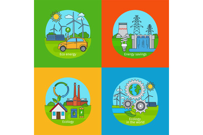 Green energy and ecology concept icons