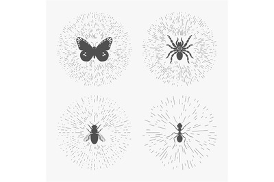 Hipster logo templates with insects