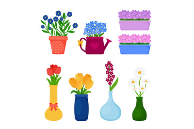 Spring flowers in pots