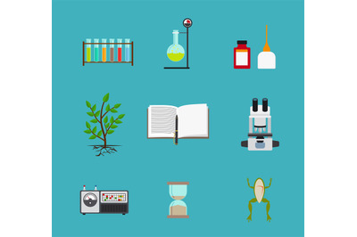 Biology laboratory workspace icons