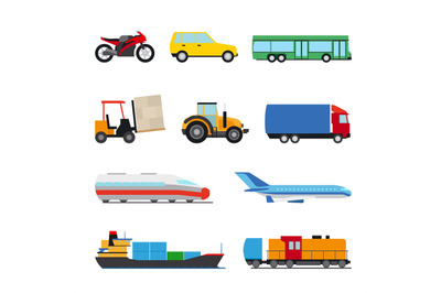 Transport flat icons set