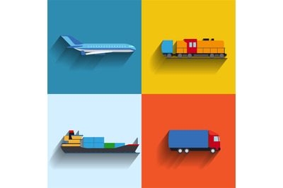 Transportation concept flat icons