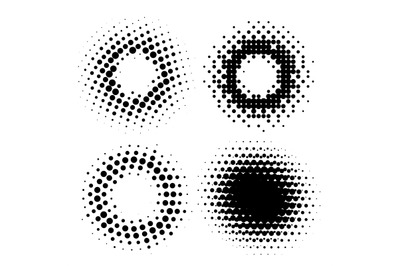 Abstract Halftone Circular Radial Design Elements