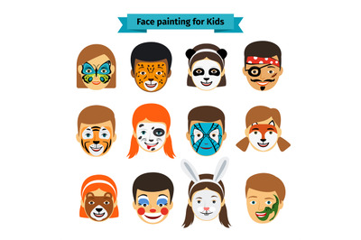 Kids faces with painting