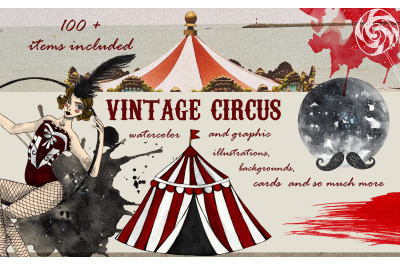 Vintage circus design set