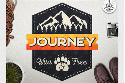 Vintage Journey Logo / Retro Mountain Camp Badge