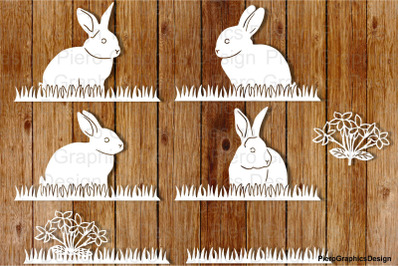 Bunny, Bunnies and Grass SVG files for Silhouette Cameo and Cricut.