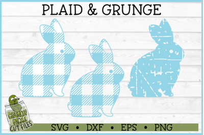 Plaid &amp; Grunge Easter Bunny 3 SVG