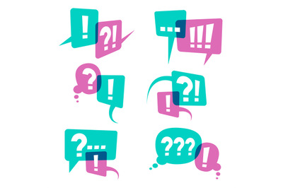 Question marks on speech bubbles icons. Business query vector concept