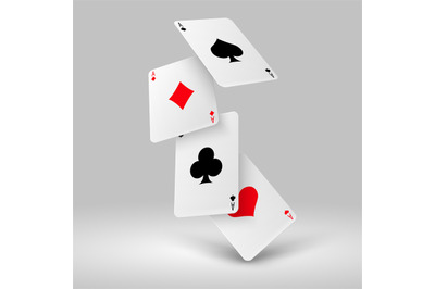 Falling poker playing cards of aces. Casino gambling vector concept