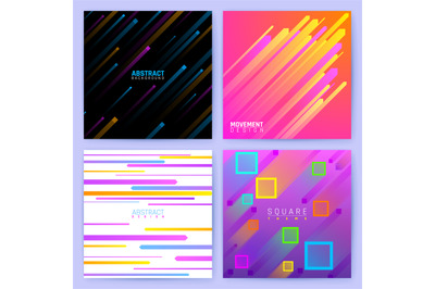 Abstract trendy motion vector backgrounds with colorful geometric shap