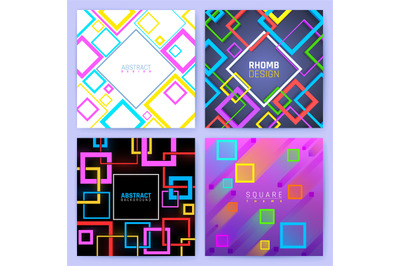 Abstract geometric vector backgrounds with color squares. Creative des