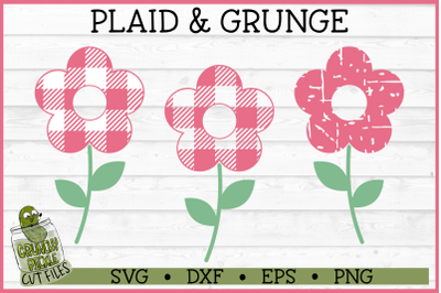 Plaid and Grunge Flower SVG