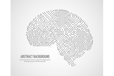 Digital human brain with computer circuit board. Electronic medicine t