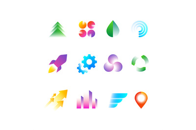 Trendy business logo symbols. Rainbow color geometric shapes for logot