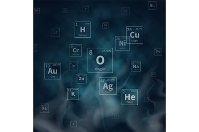 Scientific vector background with chemical elements symbols and white