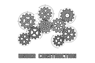 Under construction website vector concept with hand drawn gears