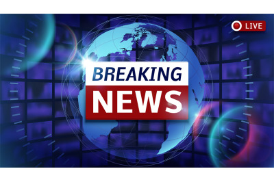 Breaking news broadcast vector futuristic background with world map