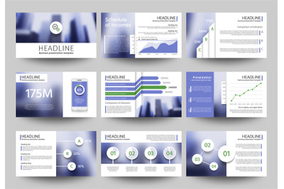 Multipurpose business presentation vector templates with blurred photo