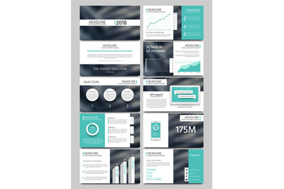 Keynote style business presentation vector template. Multipurpose corp