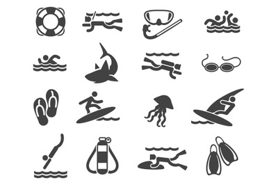 Swimming and scuba diving icons