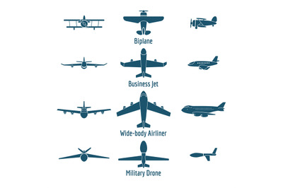 Different airplanes types