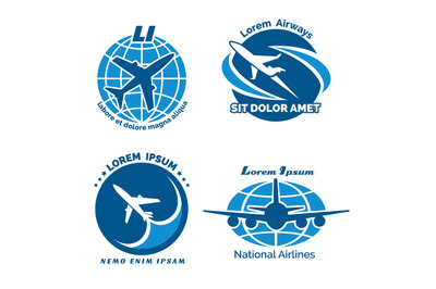 Aircraft logo vector emblems set