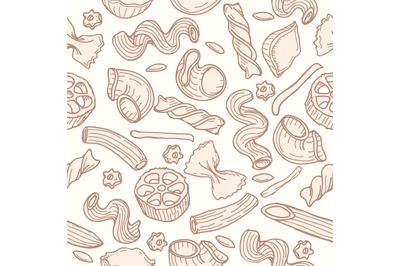 Pasta hand drawn seamless pattern