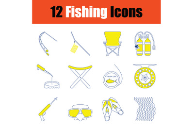 Fishing icon set