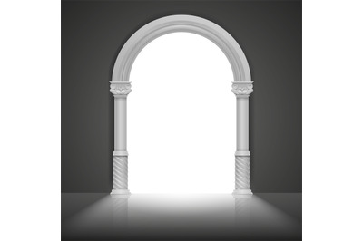 Roman arch with antique column. Vector title frame design