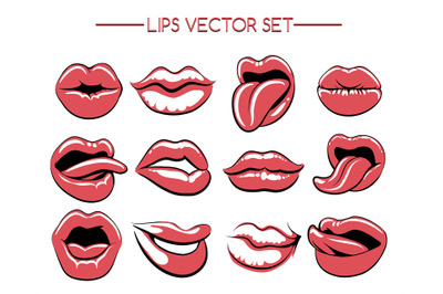 Female lips expression set