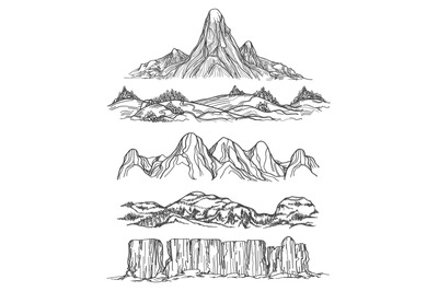 Hand drawn mountains and hills