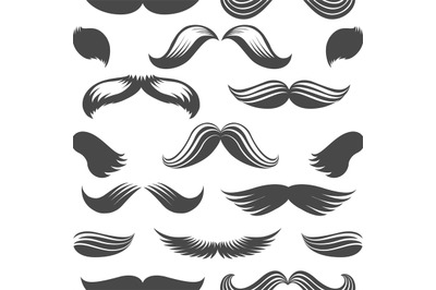 Black and white moustaches seamless pattern