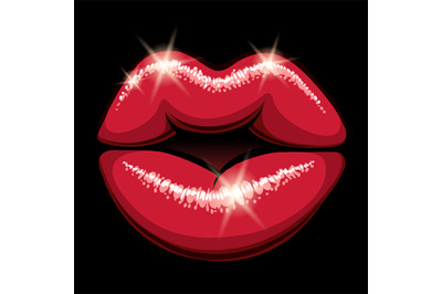 Glowing pop art style female lips