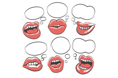 Pop art lips with speech bubble