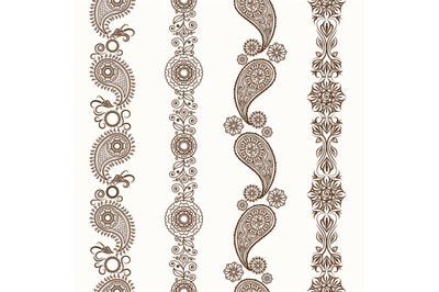 Henna mehndi ornamental borders