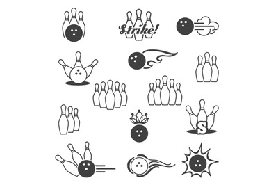 Bowling signs icons