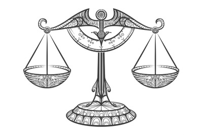 Zodiac Libra drawn in zentangle style