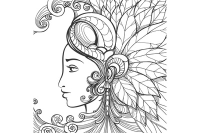 Zentangle woman face