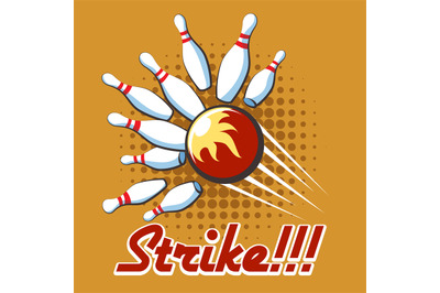 Pop art bowling strike poster