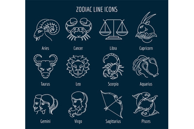 Zodiac line icons