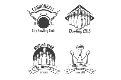 Bowling club emblem set