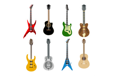 Acoustic and electric guitars icons