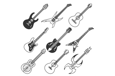 Black guitars vector silhouettes