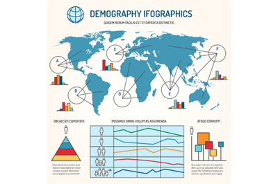 Demographic infographics vector template