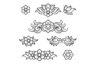 Vintage baroque engraving floral elements