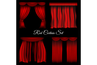 Red curtains on transparent background