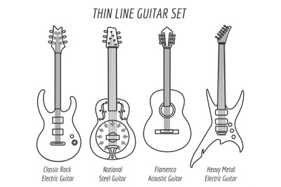 Guitar outline icons set