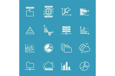 Data storage and analysis icons